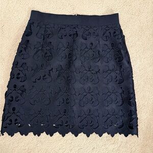 LOFT Navy Blue Floral Lace Mini Skirt